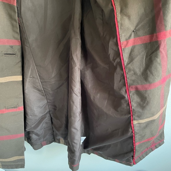 MERONA WATER REPELLANT TRENCH COAT TAN BROWN RED PLAID POCKETS BELT - Picture 8 of 13